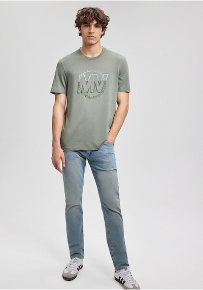 Mavi Logo Baskılı Gri Tişört Regular Fit / Normal Kesim 0610309-80618 Yeşil-80692