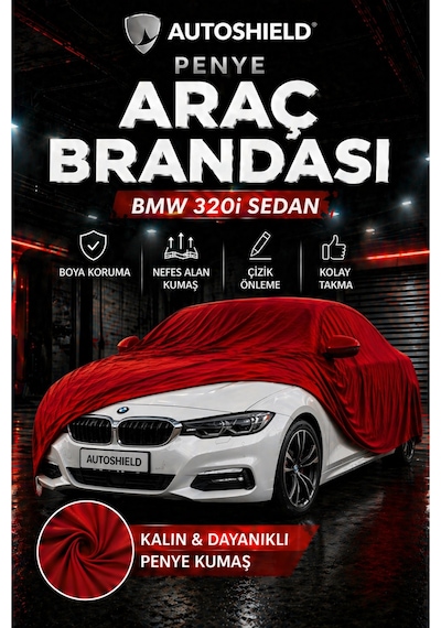 Bmw 320i Sedan Penye Araç Brandası Kumaş Garaj Brandası Oto Koruma Örtüsü Kırmızı