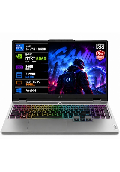 Lenovo LOQ 15IRX10 83JE01L2TR i7-13650HX 16 GB 512 GB SSD RTX5060 15.6" Free Dos Dizüstü Bilgisayar