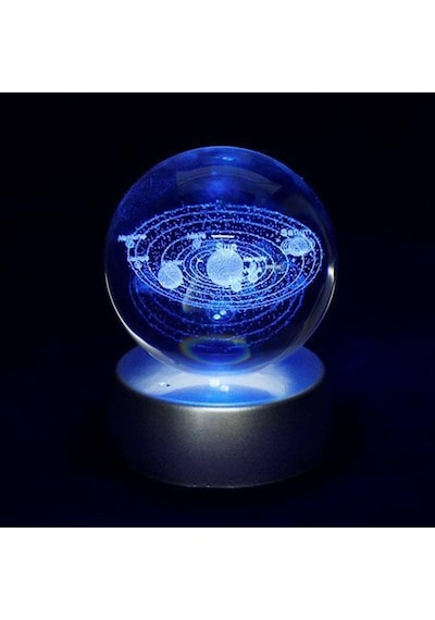 3D Işıklı Gezegen Cam Küre Dekoratif Hediyelik