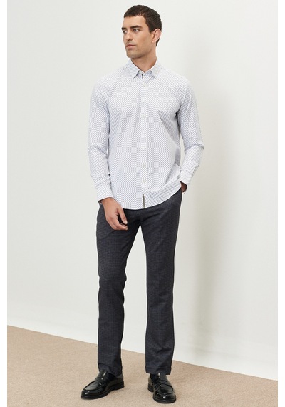 AC&Co / Altınyıldız Classics Erkek Beyaz Hakı Slim Fit Dar Kesim Düğmeli Yaka Baskılı Gömlek Beyaz Hakı Beyaz - Haki AC&Co / Altınyıldız Classics Erkek Beyaz Hakı Slim Fit Dar Kesim Düğmeli Yaka Baskılı Gömlek Beyaz Hakı Beyaz - Haki