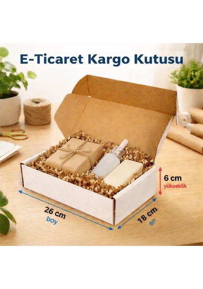 Kolix 25 Adet Kilitli Beyaz E Ticaret Karton Kargo Kutusu 26x18x6 Cm Diğer