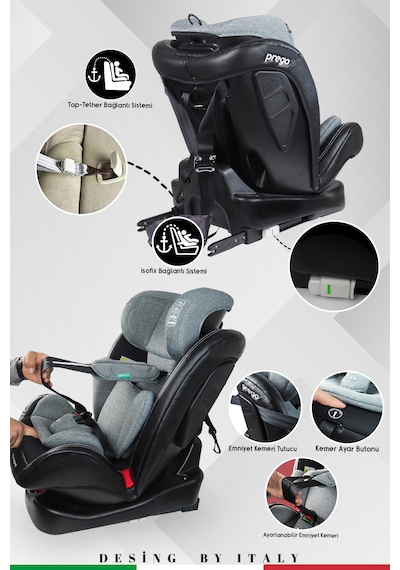 Prego Profix Pro Signal 360  Derece Dönebilen Isofixli 0-36 KG Oto Koltuğu