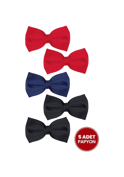 Tudors 5'li Paket Kırmızı-lacivert-siyah Erkek Papyon-33268 Multi