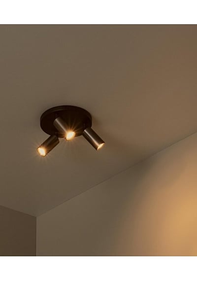 Siyah Kahve Üçlü Metal Spot Avize Gu10 Led Hareketli Başlık Moder