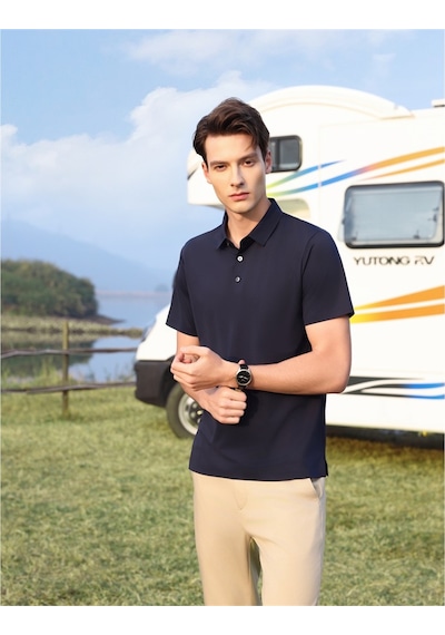 New Performance Premium Polo T-shirt 67.1% Nylon 22.0% Pamuk 10.9% Spandex Lacivert