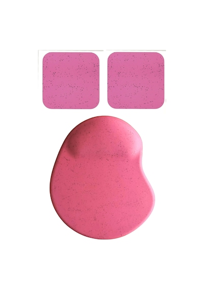 Oval Fuşya Kum Desen Bilek Destekli Mouse Pad + 2 Adet Fuşya Kupa Fincan Bardak Altlığı Altlık Set