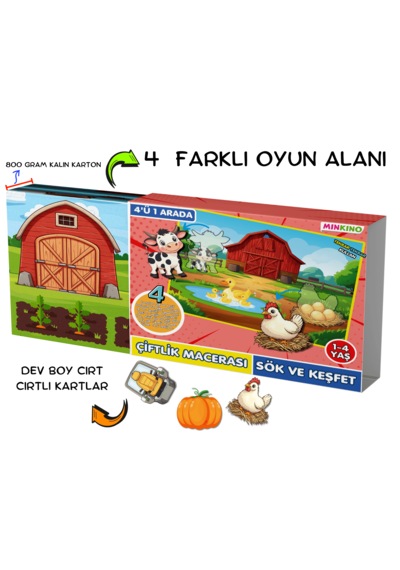 1-4 Yaş Cırt Cırtlı Etkinlik Seti Çiftlik Macerası Sök Ve Keşfet