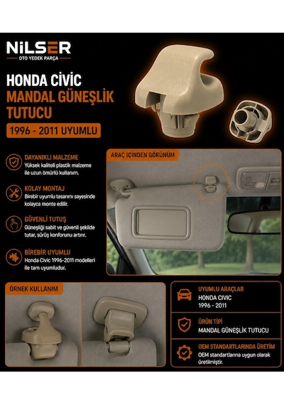 Civic Güneşlik Mandal Tutucu 1996-2011 Bej