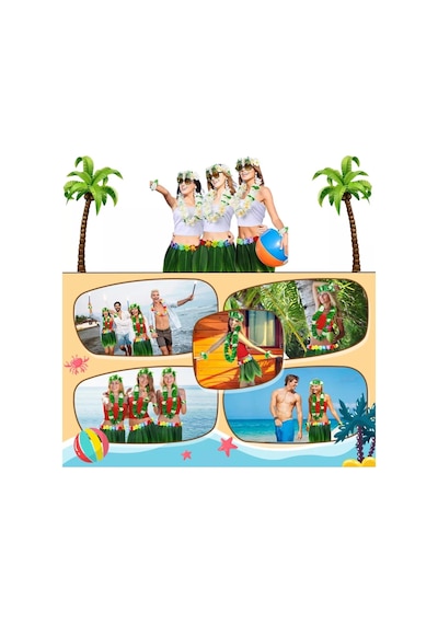 Tropikal Esintili Hawaii Yapraklı Parti Eteği Yetişkin Boy Standart
