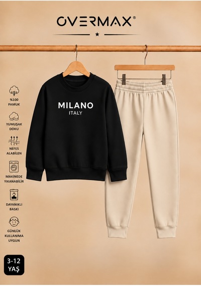 Overmax Milano Baskılı Çocuk Kapüşonsuz Sweatshirt Eşofman Takımı 3-12 Yaş Siyah-bej - 918973686 Siyah-bej Overmax Milano Baskılı Çocuk Kapüşonsuz Sweatshirt Eşofman Takımı 3-12 Yaş Siyah-bej - 918973686 Siyah-bej