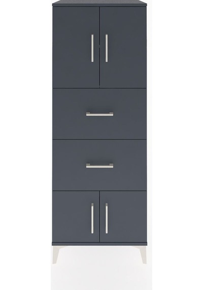 Hyperion Dolap 2 Raflı 2 Çekmeceli 4 Kapaklı 60x44x163 Antras... Antrasit