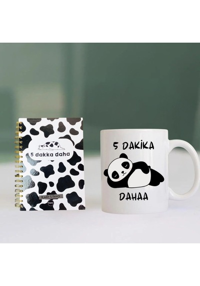 5 Dakika Daha Temalı Kupa Ve Konuşan Ajanda Hediye Seti Eğlenceli Ve Motivasyonel Ofis & Günlük Set