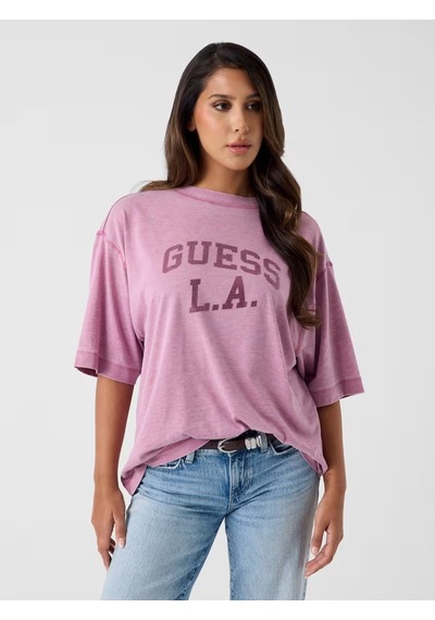 Guess Burnout Kadın Oversize T-shirt W6yı20k4335 Pembe