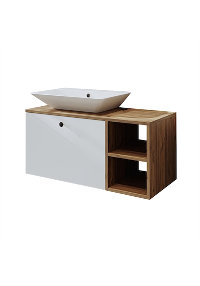 Lotus Ayaksız Lavabolu Mdf 95 Cm Çekmeceli Banyo Dolabı Atlantik Çam - Beyaz Lotus Ayaksız Lavabolu Mdf 95 Cm Çekmeceli Banyo Dolabı Atlantik Çam - Beyaz