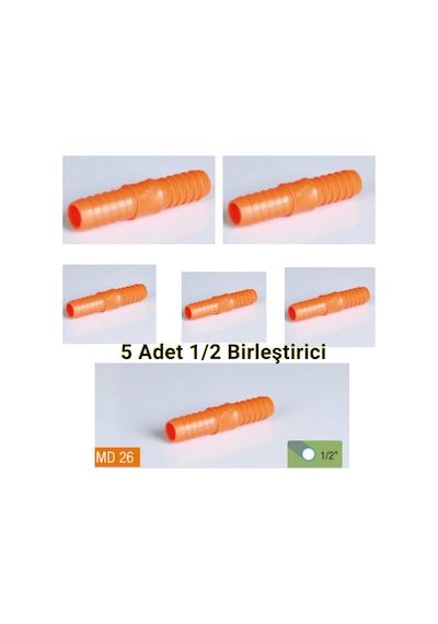 5 Adet 1/2" Hortum Birleştirme Aparatı Plastik