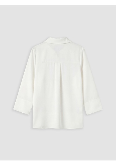 Lcw Everyday Beyaz Polo Yaka Oversize Armürlü Kadın Tunik