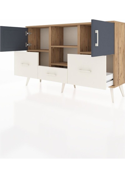 Arges Konsol 4 Raflı 3 Çekmeceli 3 Kapaklı 132x30x83 Çam-antrasit/aytaşı Antrasit/aytaşı Arges Konsol 4 Raflı 3 Çekmeceli 3 Kapaklı 132x30x83 Çam-antrasit/aytaşı Antrasit/aytaşı