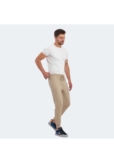 Slazenger PEARCE Erkek Fermuar Cepli Taş Gri Eşofman Altı
