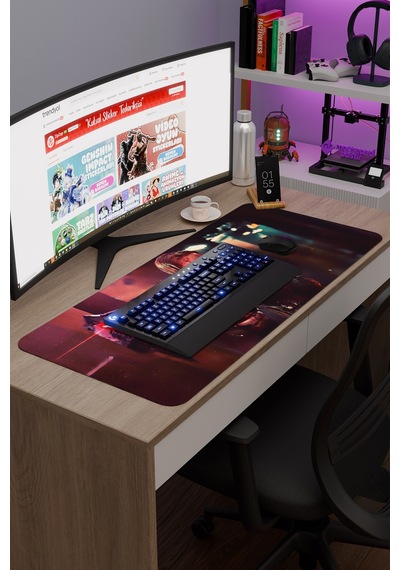 Dijital Savaşçı Kadın V3 90x40 Xxl Gaming Kauçuk Kaymaz Taban Mouse Pad Fare Altlığı