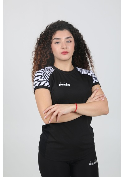 Diadora Bahia Kadın Tişört Siyah Beyaz Çok Renkli