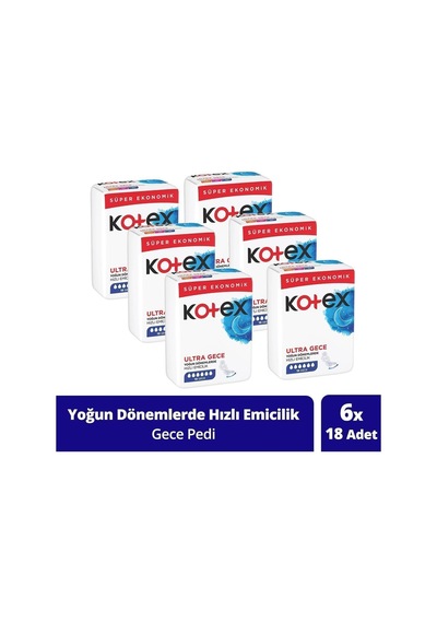 Kotex Ultra Quadro 16'lı Gece Hijyeni Ped 6 Adet