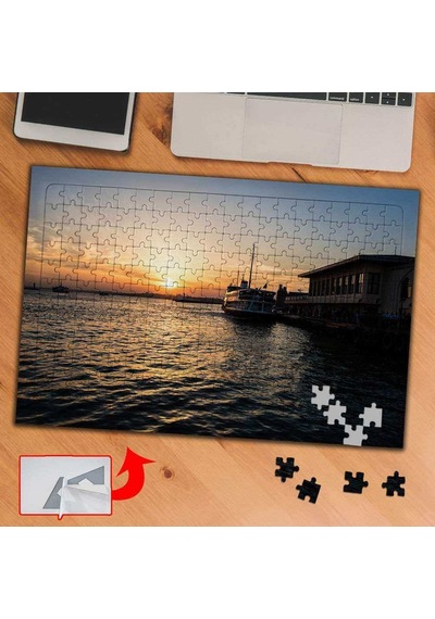 Deniz, İskele, Vapur, Şehir 240 Parça Puzzle Yapboz Tablo-pf126