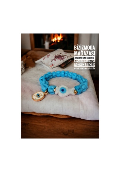 Murano Cam Bodrum Boncuk Charm Nazar Boncuk Bileklik Nazar Boncuklu Bileklik Mavi 02116630