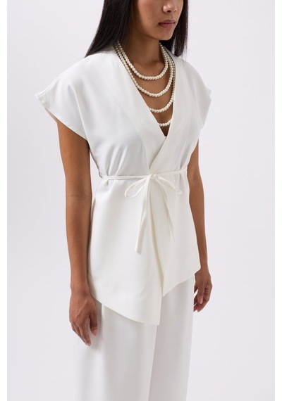 Hazego Bağcık Detay Yelek Beyaz