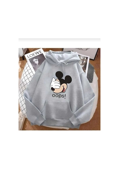 Kozia Outdoors Malkoçbey Kapüşonlu Baskılı Oversize Unisex Sweatşhirt Gri Gri