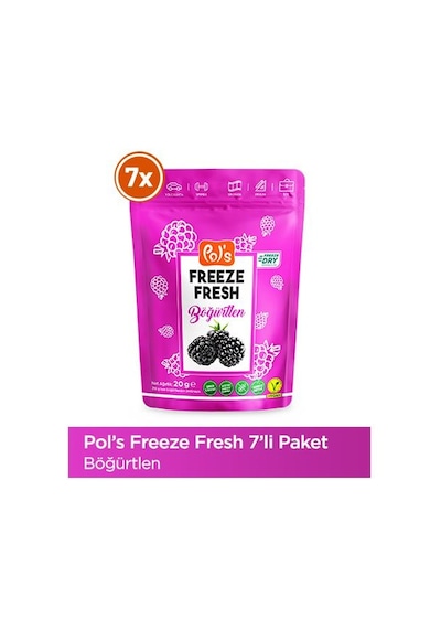 Pol's Freeze Fresh Böğürtlen 20 G X7 Adet Freeze Dry Dondurularak Kurutulmuş Meyve 20 G