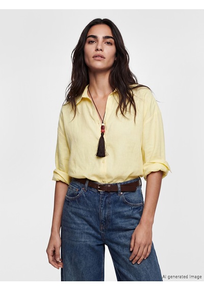Lcw Vision Sarı Oversize Kadın Gömlek