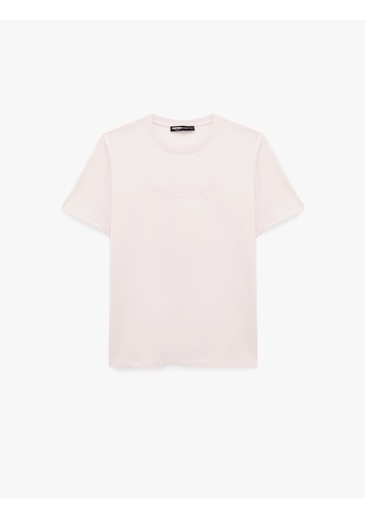 Koton Regular Fit Kısa Kollu Bisiklet Yaka Baskılı Tişört Pembe 6sam10433mk Gülkurusu