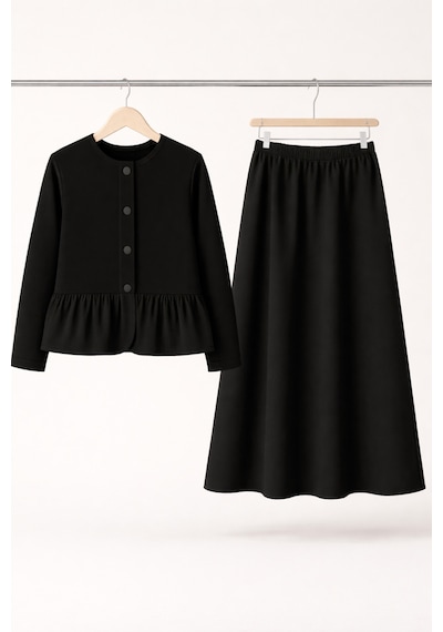 Angel&co. Girls Clothing Siyah Peplum Ceket Ve Etek Takımı Siyah - 738050578 Siyah