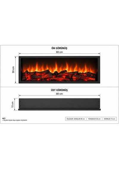 Dekoratif Elektrikli Bluetoothlu Yapay Şömine 80x30x15