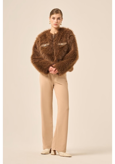 Ftz Women Kadın Peluş Mont Kahve 31241 Kahverengi