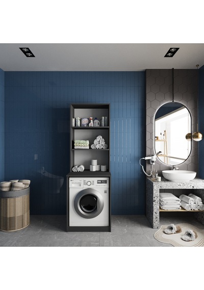Aspen Çamaşır Ve Kurutma Makinesi Dolabı Banyo Dolabı Füme Antrasit