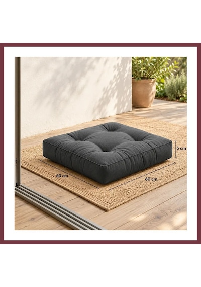 Storeşahin Kapitone Kare Yer Minderi 60 60 5 Cm Antrasit Dış Mekân Shn0720