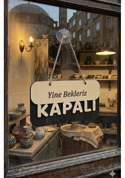 3 Katlı Modern Açık/kapalı Tabelası - Beyaz/rebap