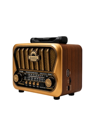 Gold Silver Gs-1315 Nostaljik Retro Radyo - Güneş Enerjili, Bluetooth/usb/tf Kart Destekli 3 Band Hoparlör