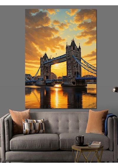 Ahşap Tablo Londra Köprüsü Günbatımı Manzara