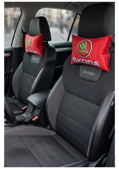 Skoda Araç Uyumlu Dijital Baskılı Seyahat Boyun Yastığı - Şık Tasarım Kırmızı