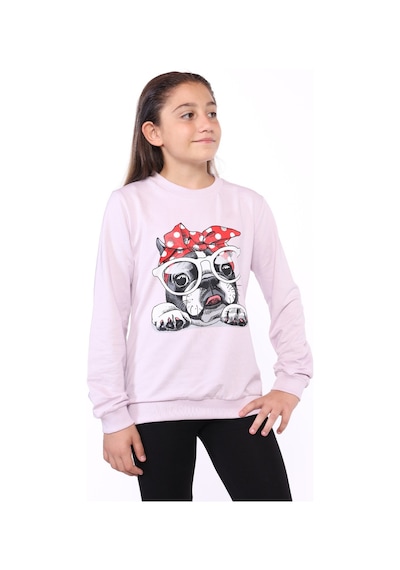 Toontoy Kız Çocuk Köpek Figür Baskılı Sweatshirt Pembe