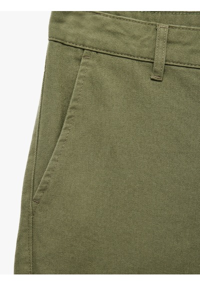 Koton Pamuklu Cepli Gabardin Slim Fit Pantolon Haki 7wam40026hw