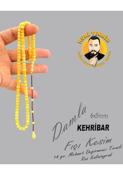 Muri Tesbih 14gr Mehmet Değirmenci Traşlı 99luk Rus Kaliningrad Damla Fıçı Kesim 6x5mm