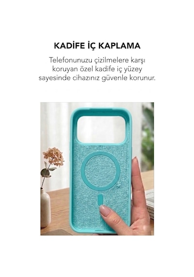 Apple İphone 17 Pro Max Uyumlu Magsafe Lansman Silikon Kılıf Turkuaz