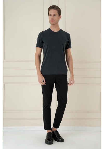 Efor Comfort Fit Bisiklet Yaka Modal Kısa Kol Casual Siyah Tişört Ts 895 Siyah