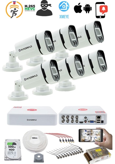 6 Kameralı Set 5mp Sony Seculensli 1080p, 4 Warm Kdj-6s-4w-p-v1