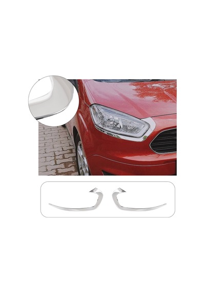 Ford Courier Uyumlu 2014 Ve Üzeri Krom Far Kaşı 2 Parça Paslanmaz Çelik