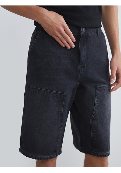 Lcw Jeans Siyah Rahat Kalıp Erkek Jean Şort